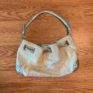 Bebe White/Silver Handbag with Accents